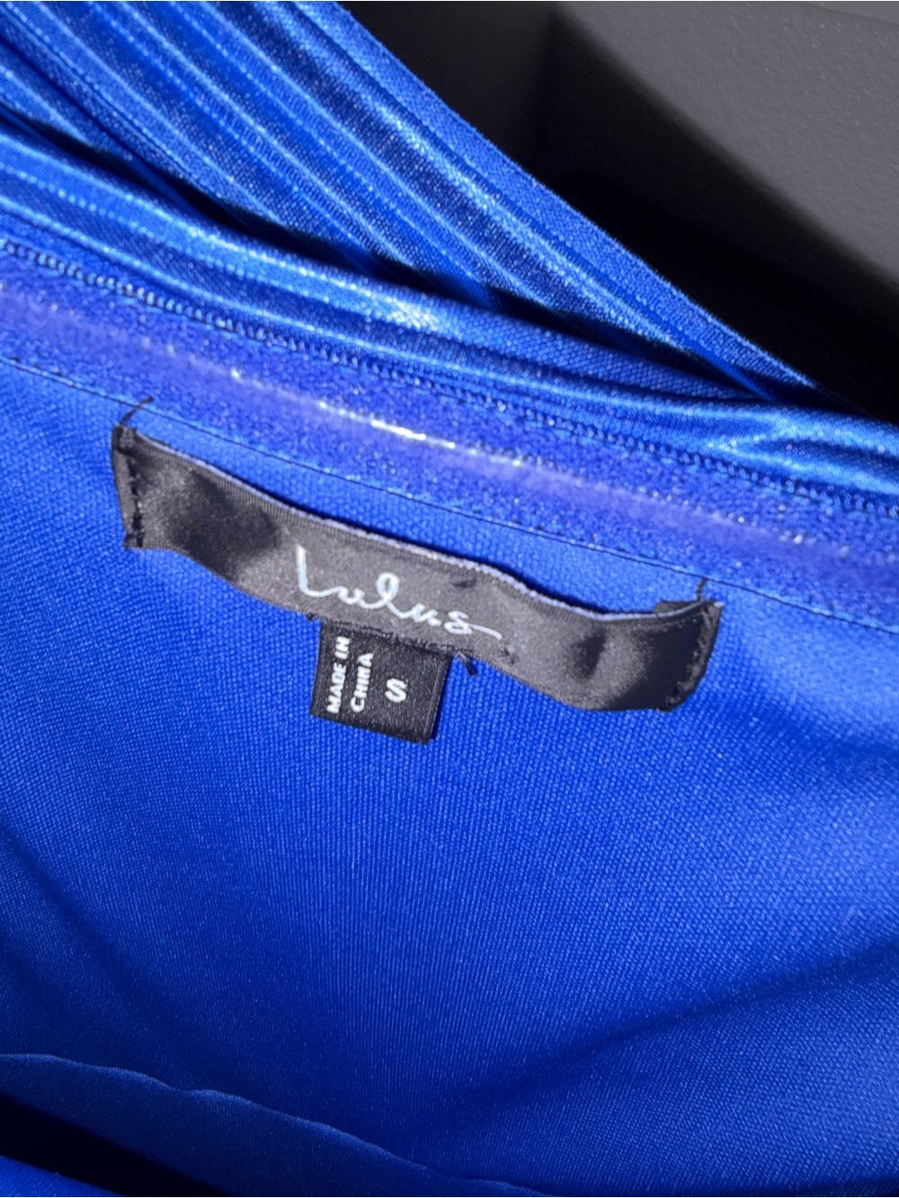 Lulu's One-Shoulder Royal Blue Pleated Maxi Dress - Picture 4 of 5